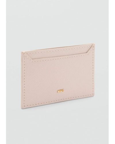 Mango Card Holder With Decorative Stitching Off - Natural