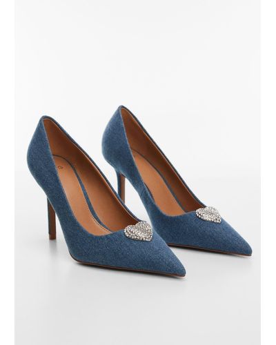 Mango Denim Shoes With Rhinestone Detail Medium - Blue
