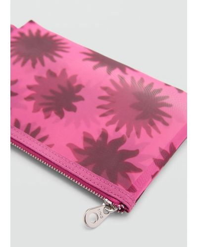 Mango Printed Transparent Cosmetics Bag - Pink
