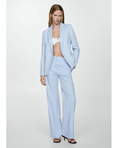 Mango Lyocell Suit Trousers Sky - Blue