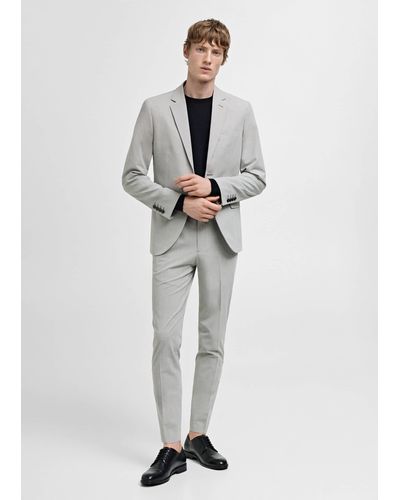 Mango Super Slim-fit Suit Jacket In Stretch Fabric - White