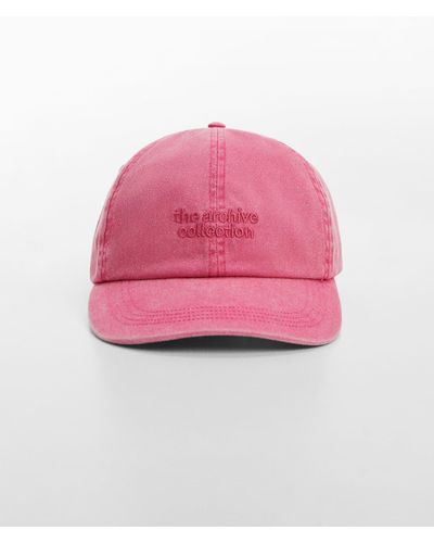 Mango Embroidered Message Cap - Pink