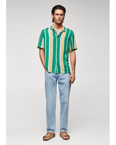 Mango Camicia righe maniche corte - Verde