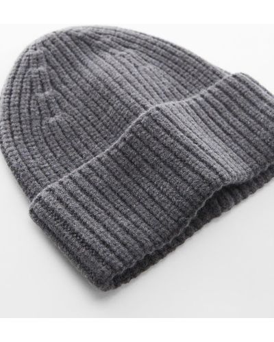 Mango Knitted Wool-blend Cap Dark Heather - Grey