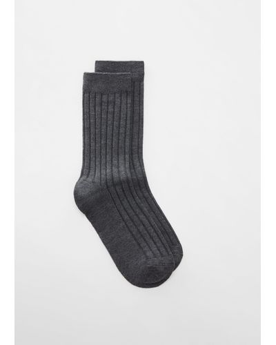 Mango Ribbed Socks Dark Heather - Grey