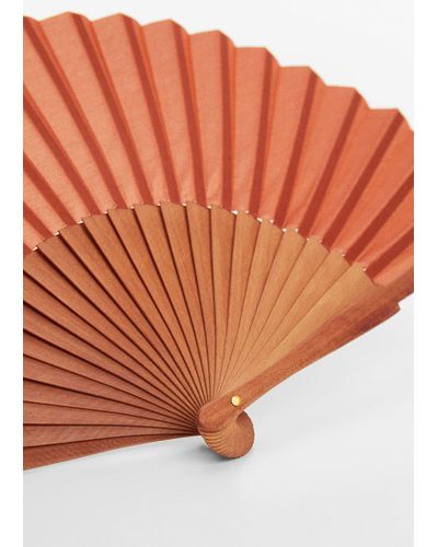 Mango Wooden Fan Burnt - Orange