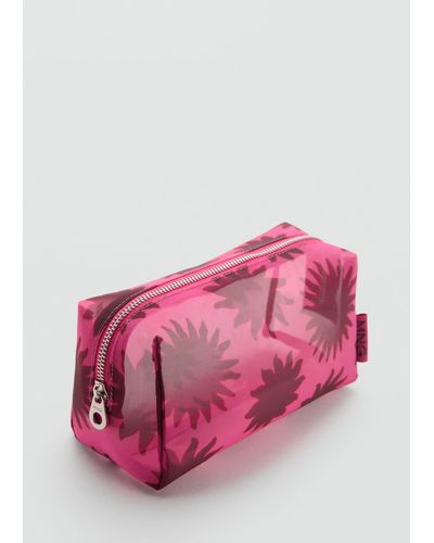 Mango Printed Transparent Cosmetics Bag - Pink