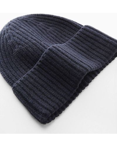 Mango Knitted Wool-blend Cap - Blue