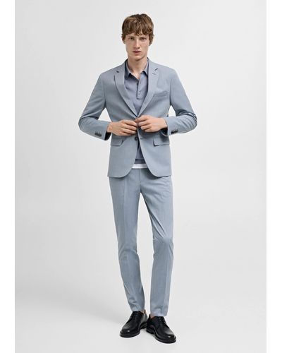 Mango Stretch Fabric Super Slim-fit Suit Trousers Sky - Blue