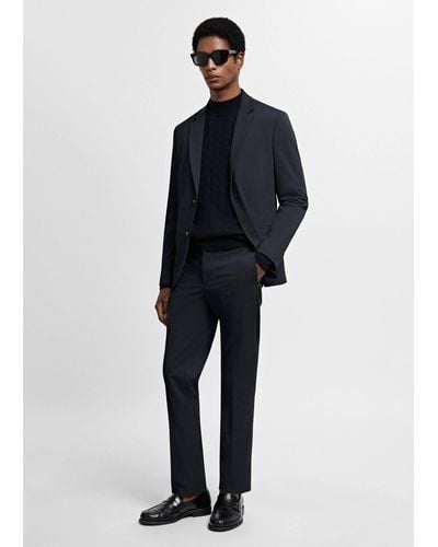 Mango Super Slim-fit Suit Jacket In Stretch Fabric - Blue