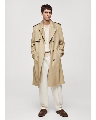 Mango Relaxed Fit Trench Trench Coat With Belt - Natural