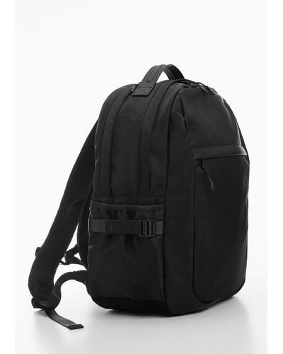 Mango Multi-pocket Nylon Backpack - Black