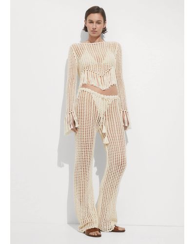Mango Openwork Knitted Trousers - Natural