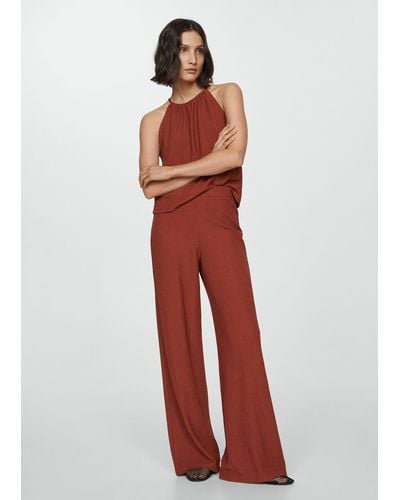 Mango Ruched-texture Top Burnt - White