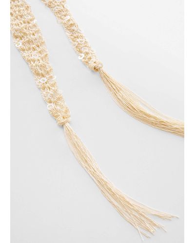Mango Scarf With Sequin Detail - White