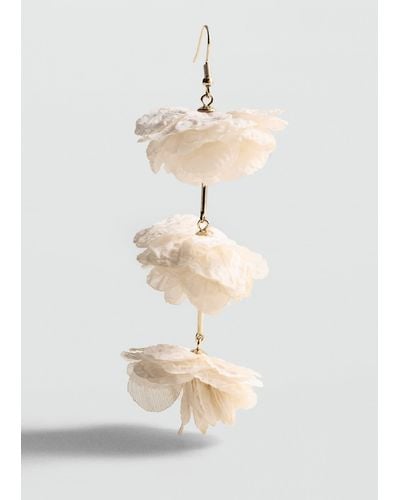 Mango Flower Pendant Earrings - White