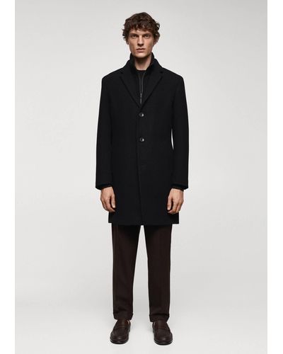 Mango Wool Coat With Detachable Collar - Black