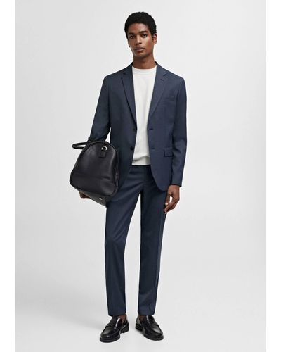 Mango Stretch Fabric Super Slim-fit Suit Trousers Indigo - Blue