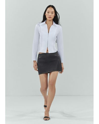 Mango Low-rise Foil Mini-skirt Open - Grey