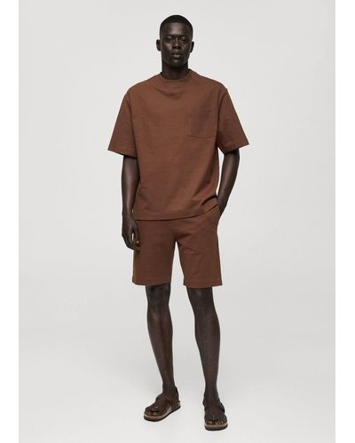 Mango 100% Cotton Drawstring Bermuda Shorts - Brown