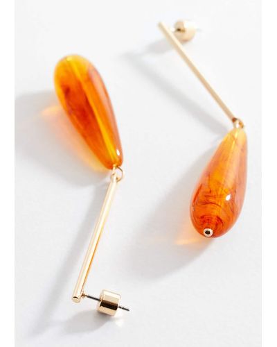 Mango Beaded Pendant Earrings - Orange