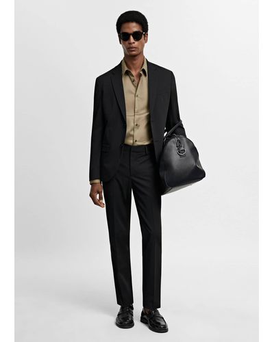 Mango Super Slim-fit Poplin Suit Shirt - Black