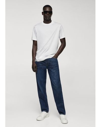 Mango Mercerized Slim Fit T-shirt - Blue