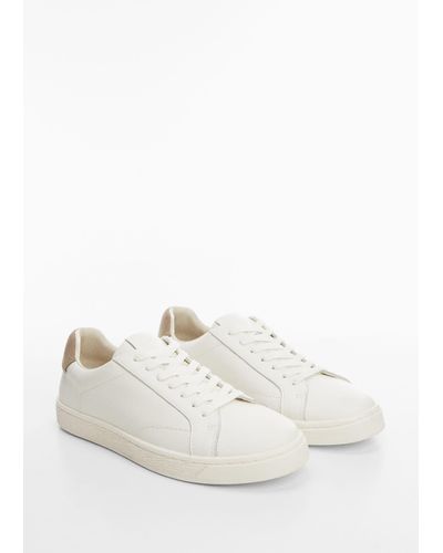 Mango Contrasting Panel Leather Trainers - White