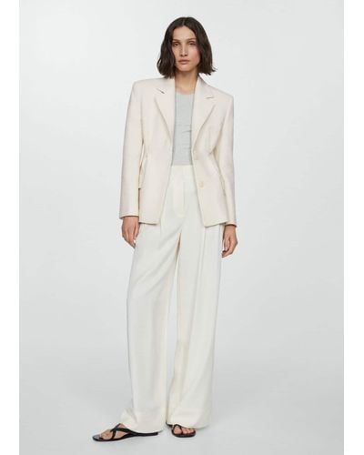 Mango Textured Blazer With Darted Detail - White