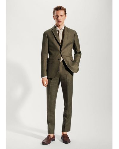 Mango 100% Linen Slim-fit Suit Jacket - Green