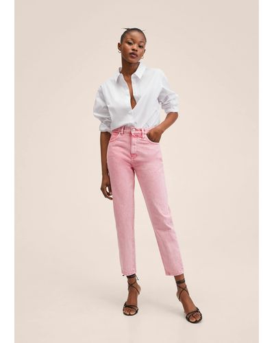Mango Mom High-waist Jeans Bubblegum - Pink