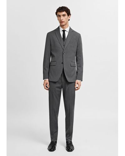 Mango Stretch Fabric Slim-fit Suit Jacket - Grey