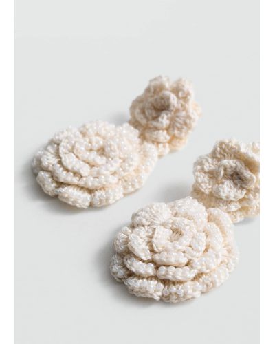Mango Crochet Flower Earrings - Natural