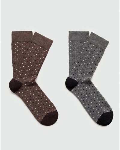 Mango Pack Of 2 Cotton Socks With Embroidered Detail - Black