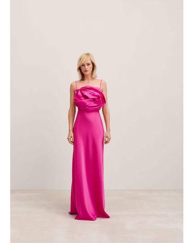 Mango Vestito raso maxi fiore - Rosa