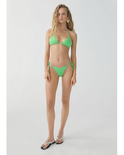 Mango Beaded-texture Bikini Bottoms - Green