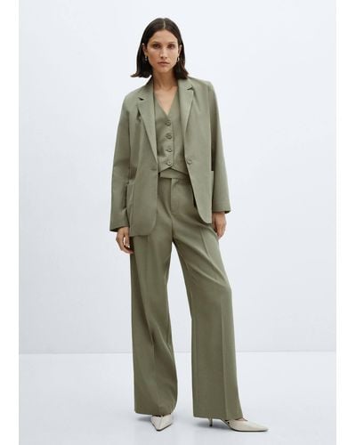 Mango Pockets Suit Blazer Pastel - Green