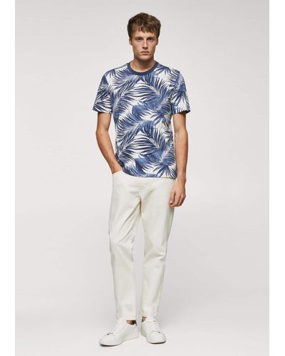 Mango Slim-fit Palm-print Shirt - White
