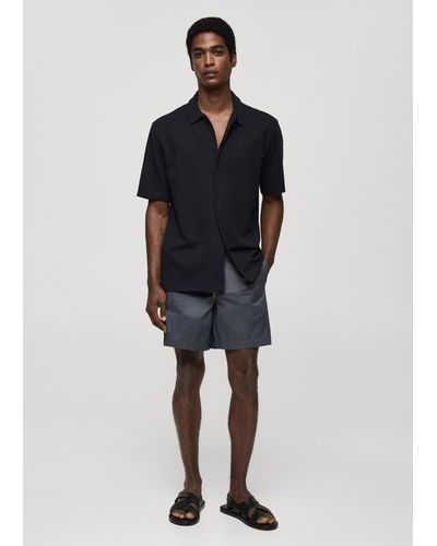 Mango 100% Cotton Drawstring Bermuda Shorts Indigo - Blue