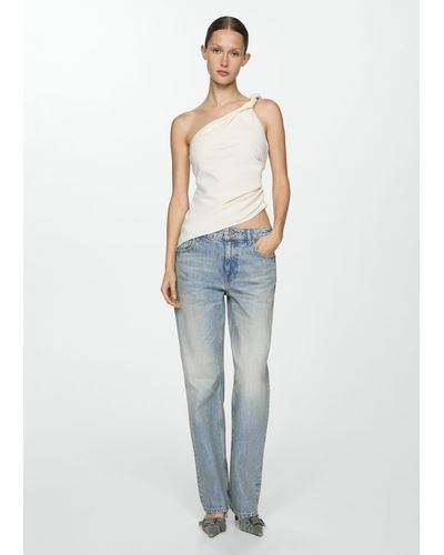 Mango Straight Low-waist Jeans Light - Blue