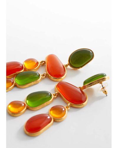 Mango Beaded Pendant Earrings - Metallic