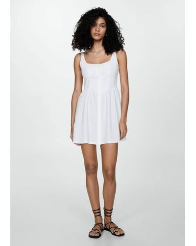 Mango Textured Short Dress - White
