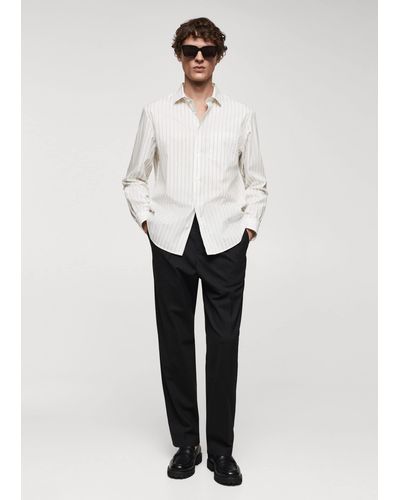 Mango Classic-fit Striped Poplin Shirt Off - White