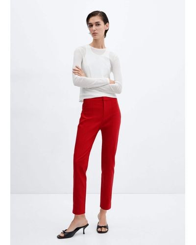 Mango Crop Skinny Trousers - Red