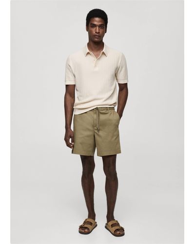 Mango Cotton Shorts With Drawstring - Natural