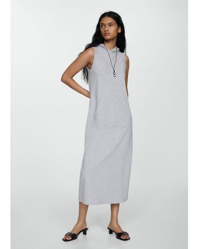 Mango Hooded Maxi-pocket Dress - Grey