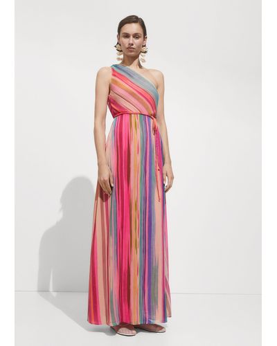 Mango Striped Asymmetrical Dress - Pink