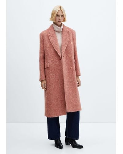 Mango Double-breasted Wool Coat - Red