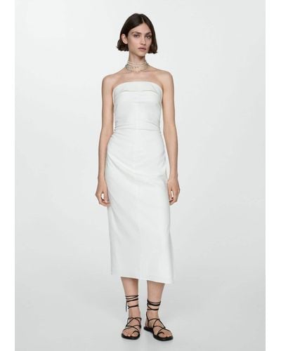Mango Draped Detail Dress - White