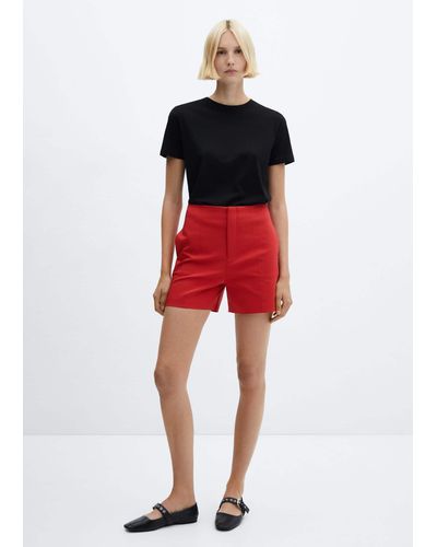 Mango High-waist Straight Shorts - Red